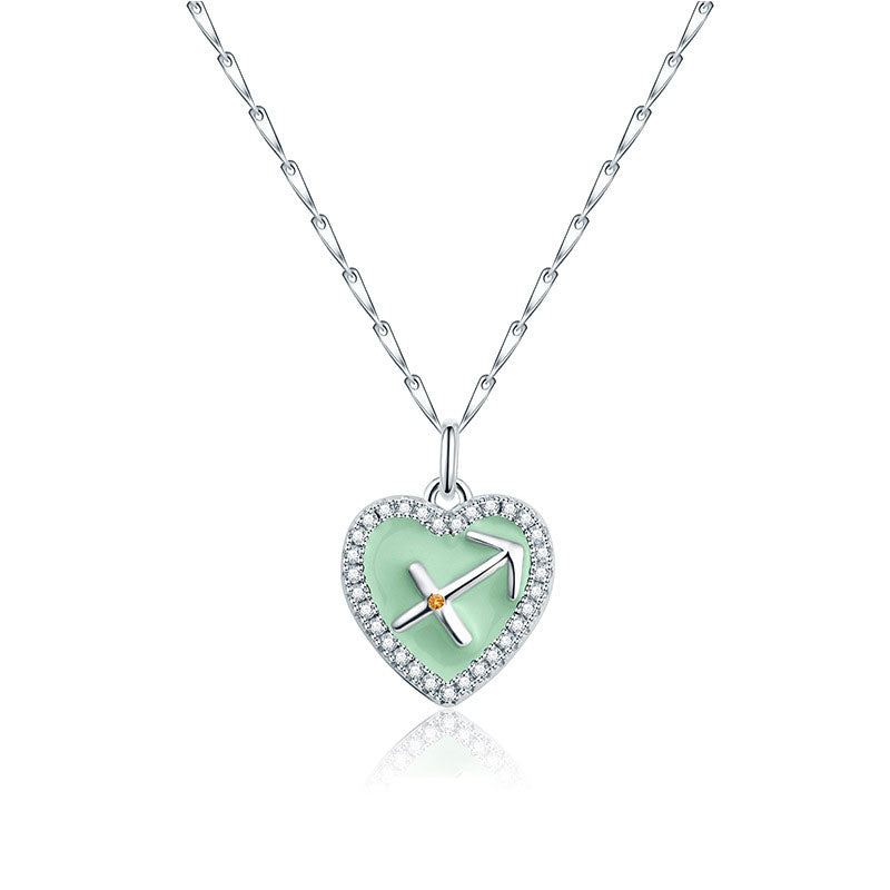 Cute Heart Shape Zodiac Sign DIY Name And Photo 925 Sterling Silver Necklace