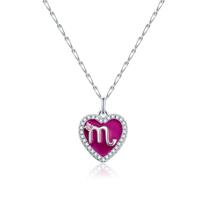 Cute Heart Shape Zodiac Sign DIY Name And Photo 925 Sterling Silver Necklace