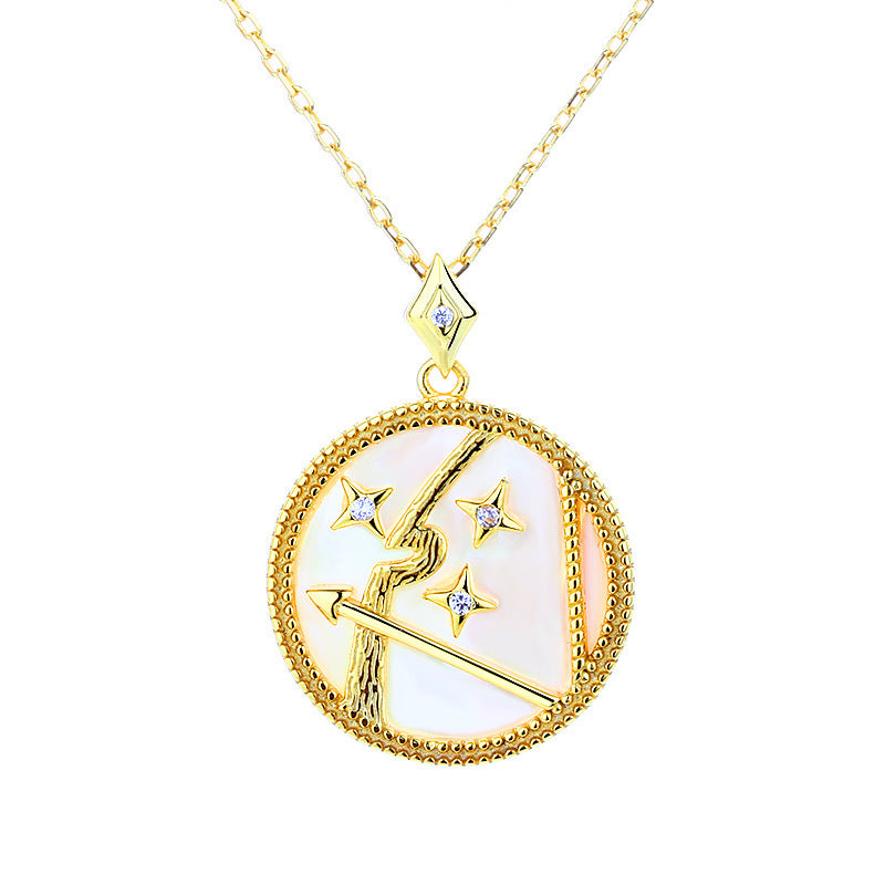 Fashion 925 Sterling Silver Gold Plated Zodiac Sign Necklace