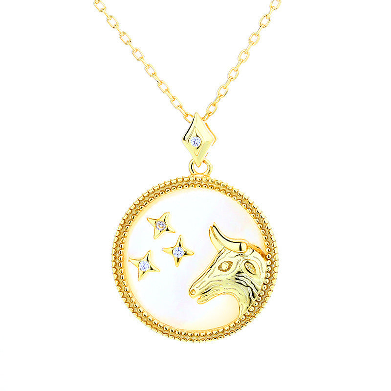 Fashion 925 Sterling Silver Gold Plated Zodiac Sign Necklace