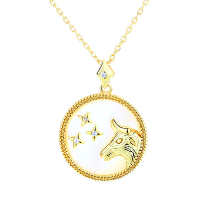 Fashion 925 Sterling Silver Gold Plated Zodiac Sign Necklace