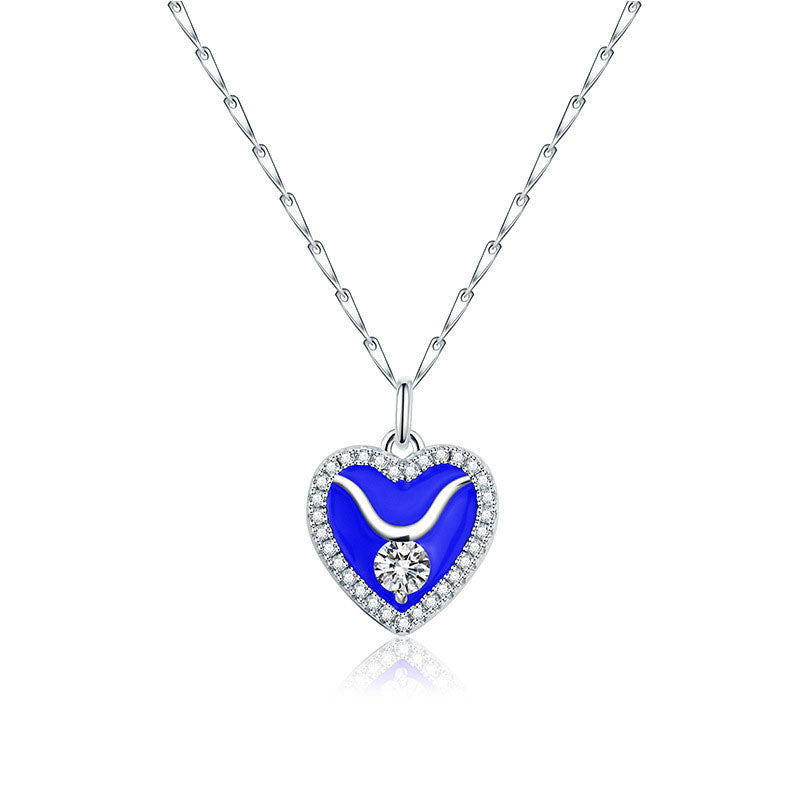Cute Heart Shape Zodiac Sign DIY Name And Photo 925 Sterling Silver Necklace