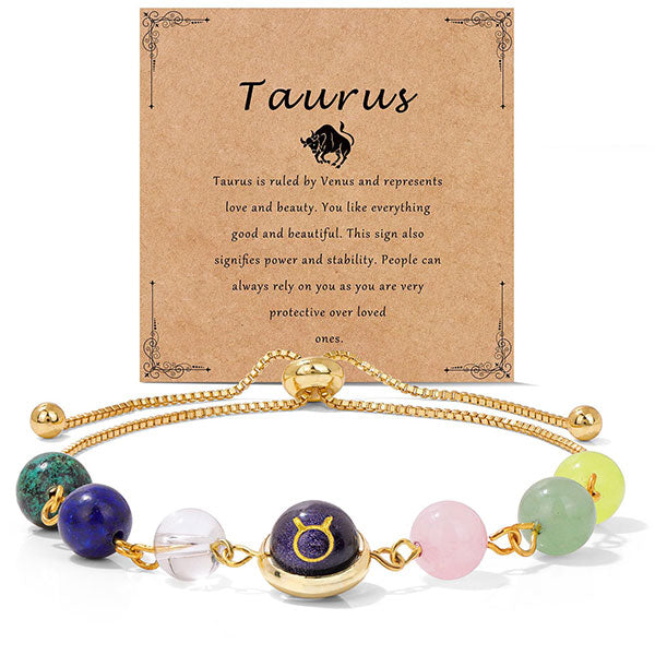 Fashion Zodiac Sign Natural Stone Bracelet For Women
