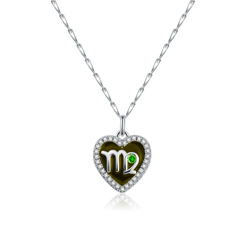 Cute Heart Shape Zodiac Sign DIY Name And Photo 925 Sterling Silver Necklace
