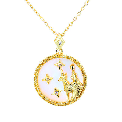 Fashion 925 Sterling Silver Gold Plated Zodiac Sign Necklace