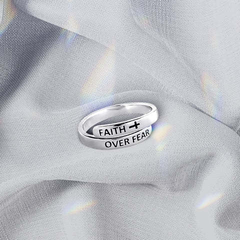 Faith Over Fear Sterling Silver Ring