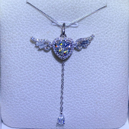 Angel Wing That Can Move Moissanite Necklace