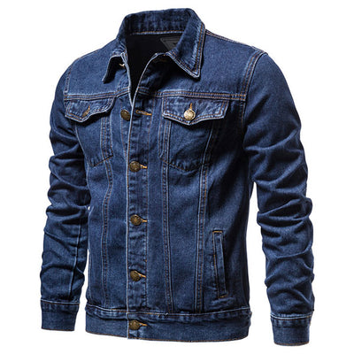 Classic Solid Color Men's Denim Jacket