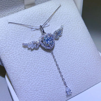 Angel Wing That Can Move Moissanite Necklace