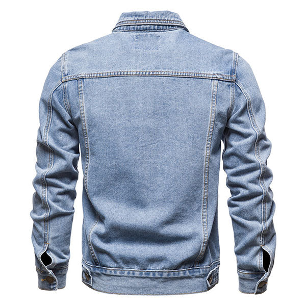 Classic Solid Color Men's Denim Jacket