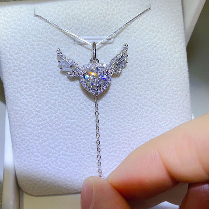 Angel Wing That Can Move Moissanite Necklace