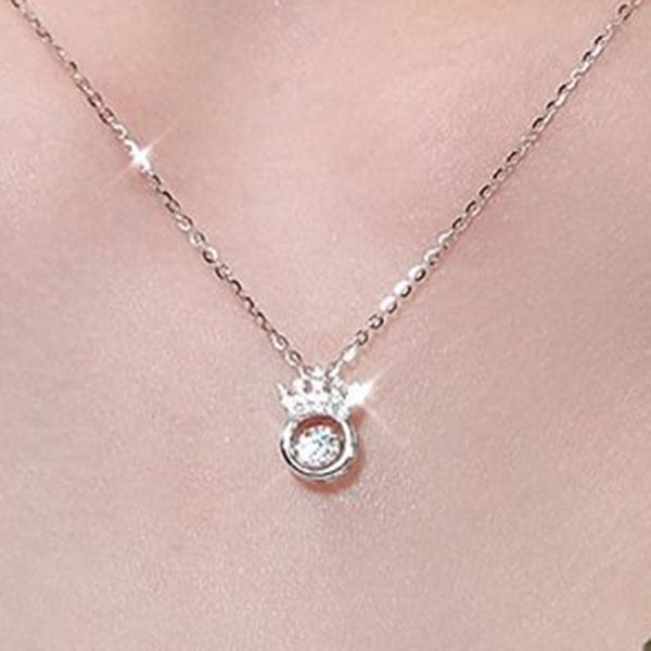 Cute 925 Sterling Silver Crown Shape Necklace