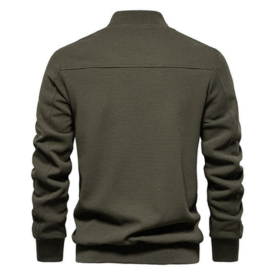 Fashion Green Solid Color Men's Front Zipper Jacket