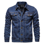 Classic Solid Color Men's Denim Jacket