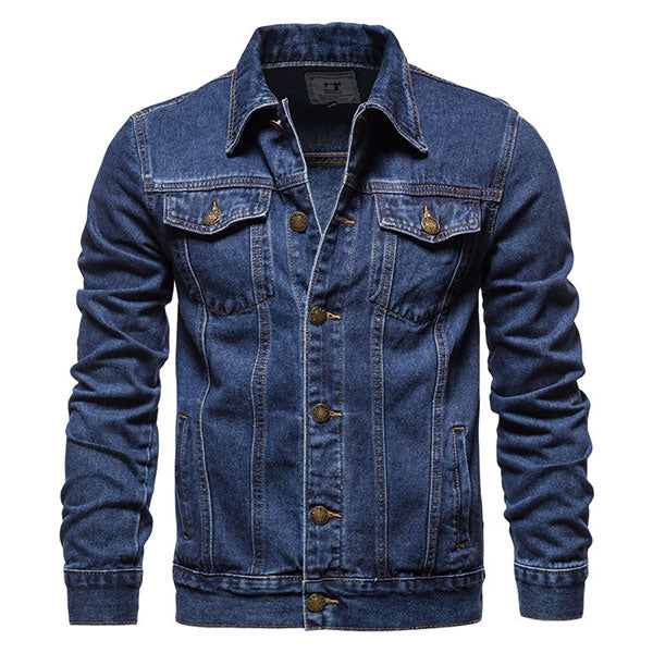 Classic Solid Color Men's Denim Jacket