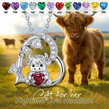 Cute Heart Shape Cow Necklace Custom Birthstone