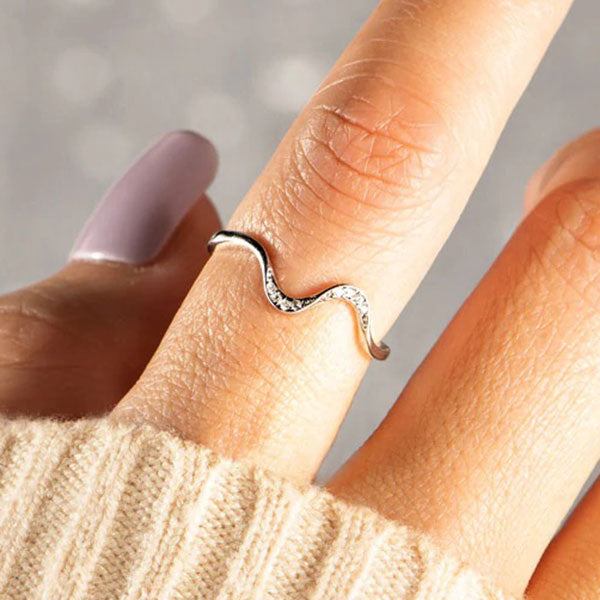 Simple Tide Wave 925 Sterling Silver Ring