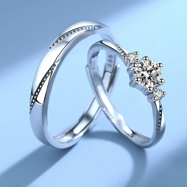 Love At First Sight 999 Sterling Silver Adjustable Ring For Couples