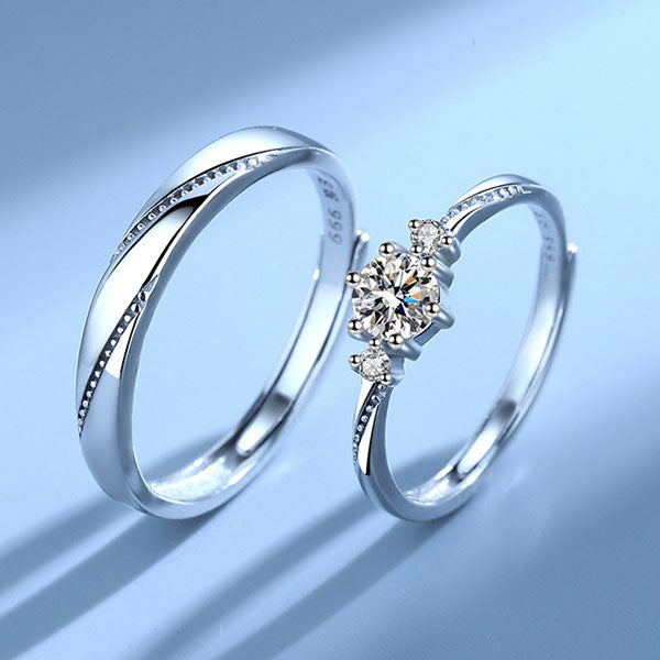 Love At First Sight 999 Sterling Silver Adjustable Ring For Couples