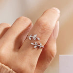 Neat Clean Leaf Shape 925 Sterling Silver Adjustable Ring
