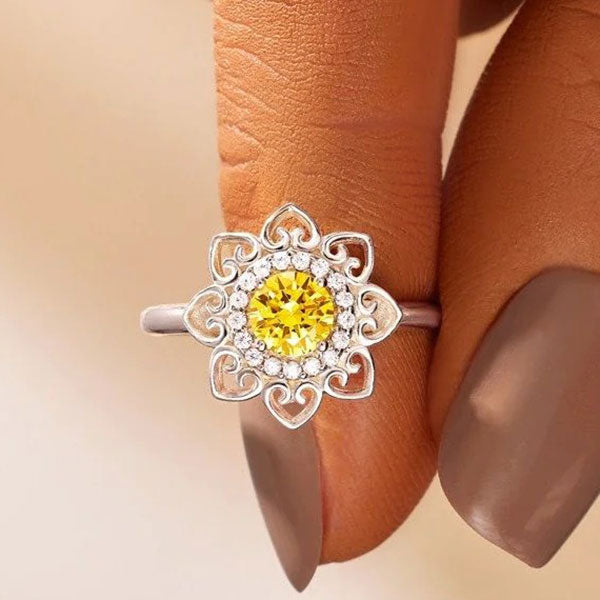 Beautiful Sunflower Shape 925 Sterling Silver Ring