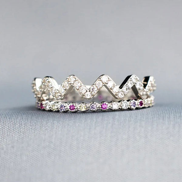 Cute 925 Sterling Silver Crown Element Ring Sets