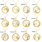 Fashion 925 Sterling Silver Gold Plated Zodiac Sign Necklace