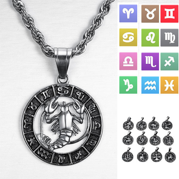 Fashion Zodiac Sign Titanium Steel Necklace