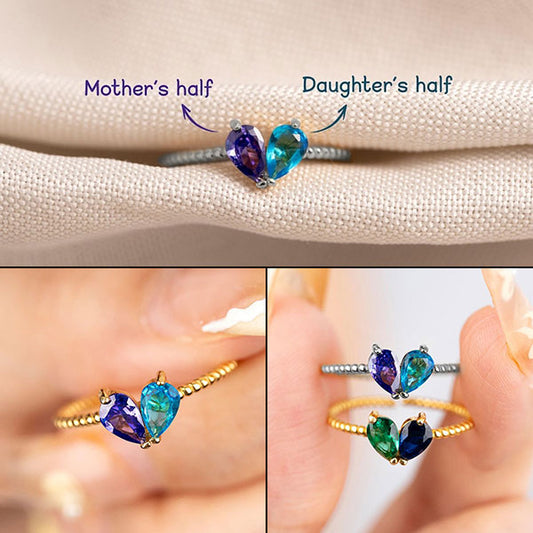Customize Birthstone Match Hearts Rings For Family Members And Couples
