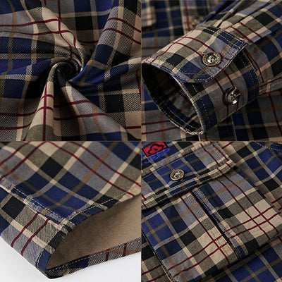 Classic Causal Leisure Men's 100% Cotton Plaid Shirt