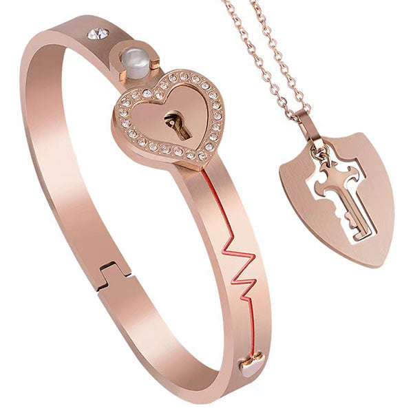 Fashion Lock Bracelet And Key Necklace For Couples