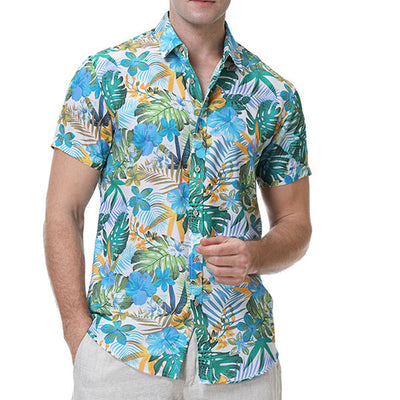 Beach Style Men's Floral Pattern T-Shirt Us Size