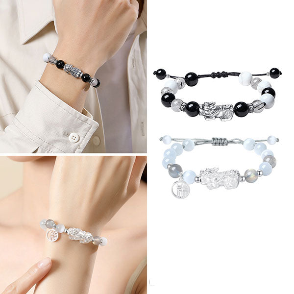 Attract Wealth 999 Sterling Silver Money Beads And Pixiu Bracelet For Men And Women