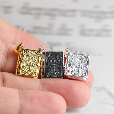 Classic 925 Sterling Silver Openable Bible Pendant Necklace