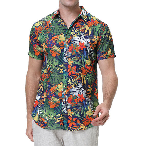 Beach Style Men's Floral Pattern T-Shirt Us Size