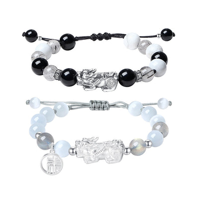 Attract Wealth 999 Sterling Silver Money Beads And Pixiu Bracelet For Men And Women