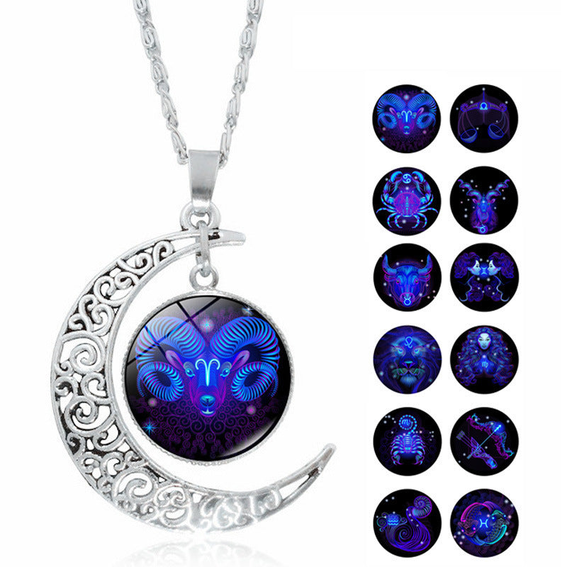 Fashion Astrological Sign Adjustable String Luminous Necklace For Male And Female