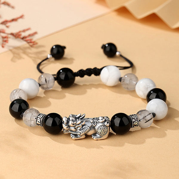 Attract Wealth 999 Sterling Silver Money Beads And Pixiu Bracelet For Men And Women