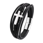 Neat And Clean Leather Cross Men's Bracelet