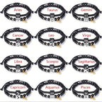 Fashion Natural Stone Zodiac Sign Two Pieces Bracelets For Men And Women