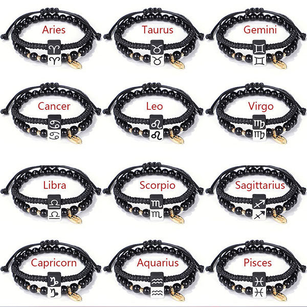 Fashion Natural Stone Zodiac Sign Two Pieces Bracelets For Men And Women