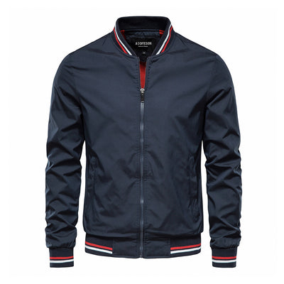 Fashion Solid Color Round Collar Men's Jacket