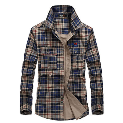 Classic Causal Leisure Men's 100% Cotton Plaid Shirt