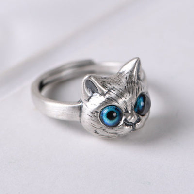 Fashion Cute 925 Sterling Silver Cat Ring