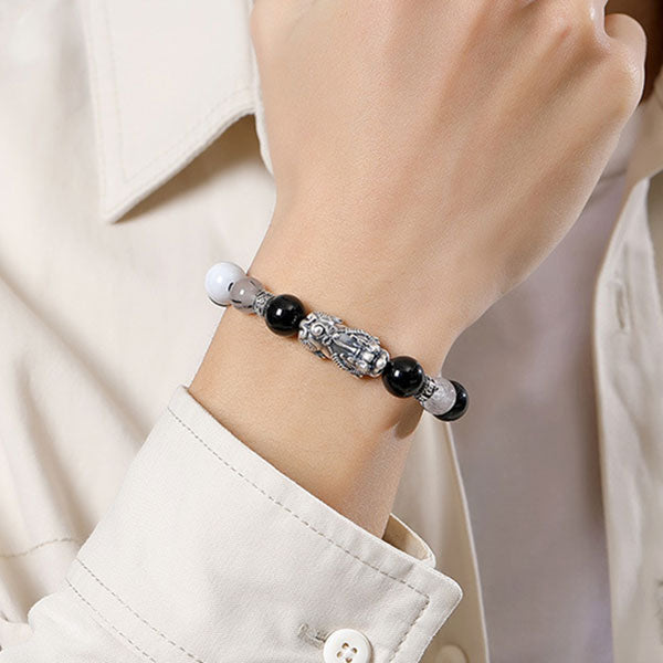 Attract Wealth 999 Sterling Silver Money Beads And Pixiu Bracelet For Men And Women