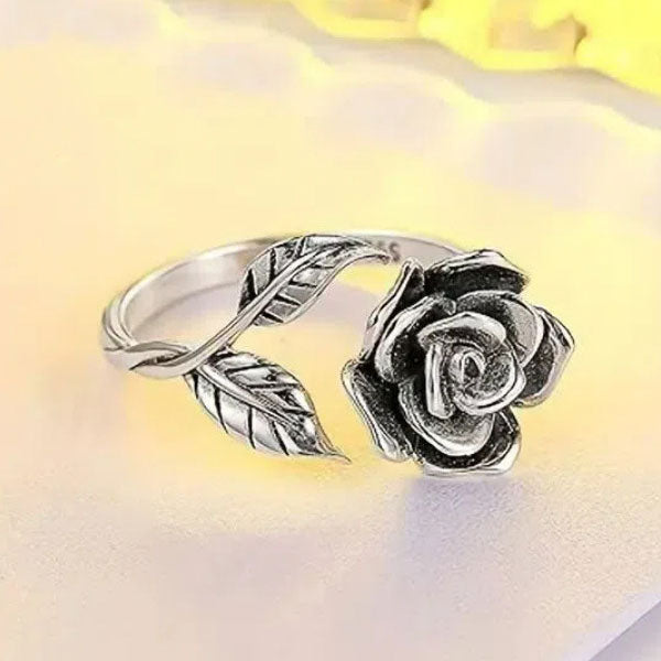 Beautiful Leaf And Flower 925 Sterling Silver Adjustable Ring