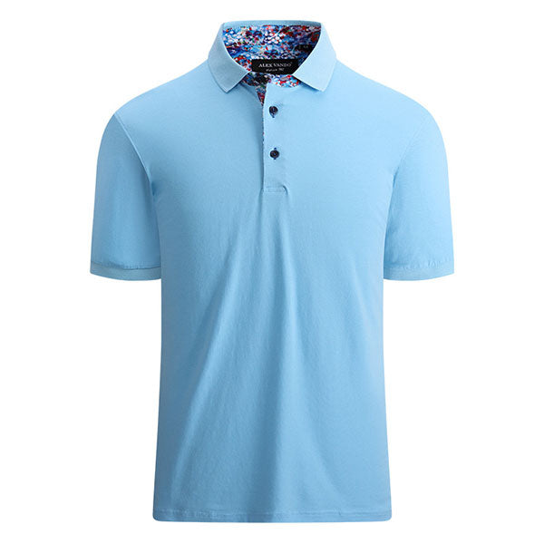 Floral Pattern Stand Collar Men's Golf T-Shirt Solid Color