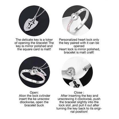 Fashion Lock Bracelet And Key Necklace For Couples