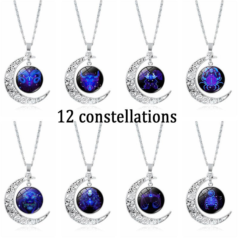 Fashion Astrological Sign Adjustable String Luminous Necklace For Male And Female