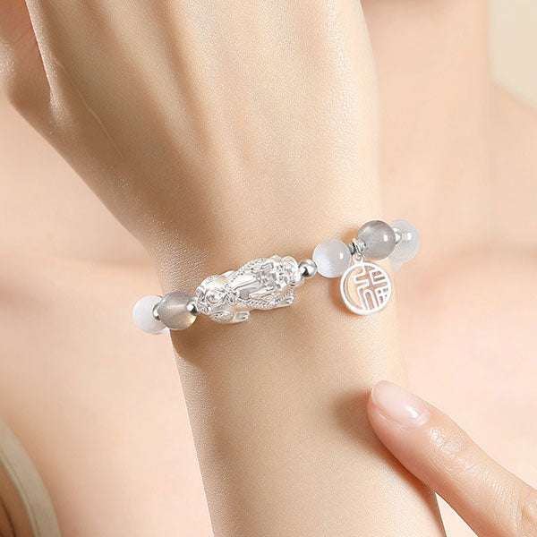 Attract Wealth 999 Sterling Silver Money Beads And Pixiu Bracelet For Men And Women